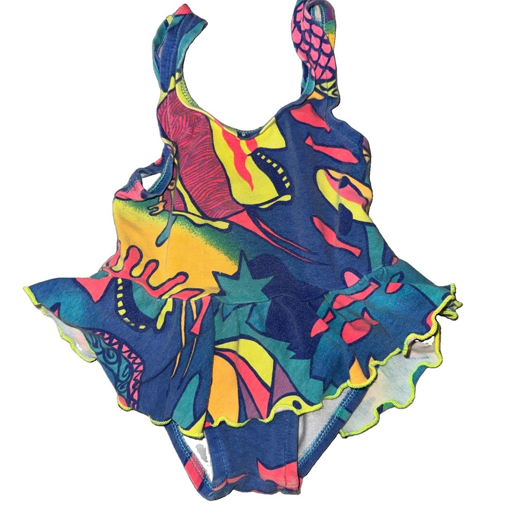 Vintage 4T Underwets 1piece Toddler Bathing Suit, Swimsuit Ruffles